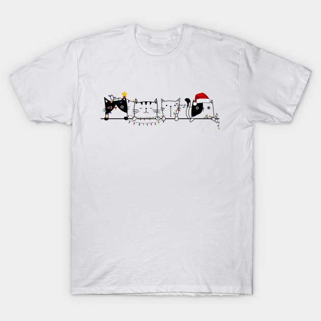 Funny peeking cats christmas T-Shirt by UnikRay